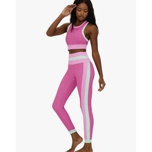 Beach Riot Melinda Leggings and top set NWOT Sz S Color Block Pink Retail$128